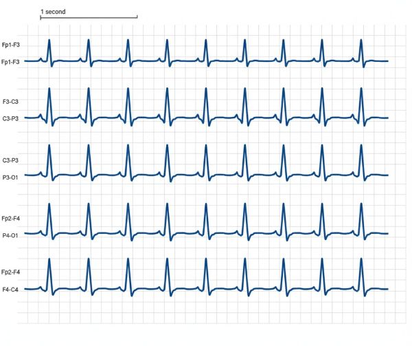 EEG showing 3 Hz spike-and-wave discharges