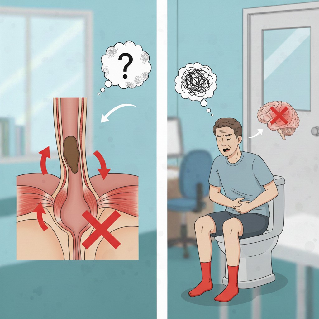 Paradoxical contraction of the anal sphincter