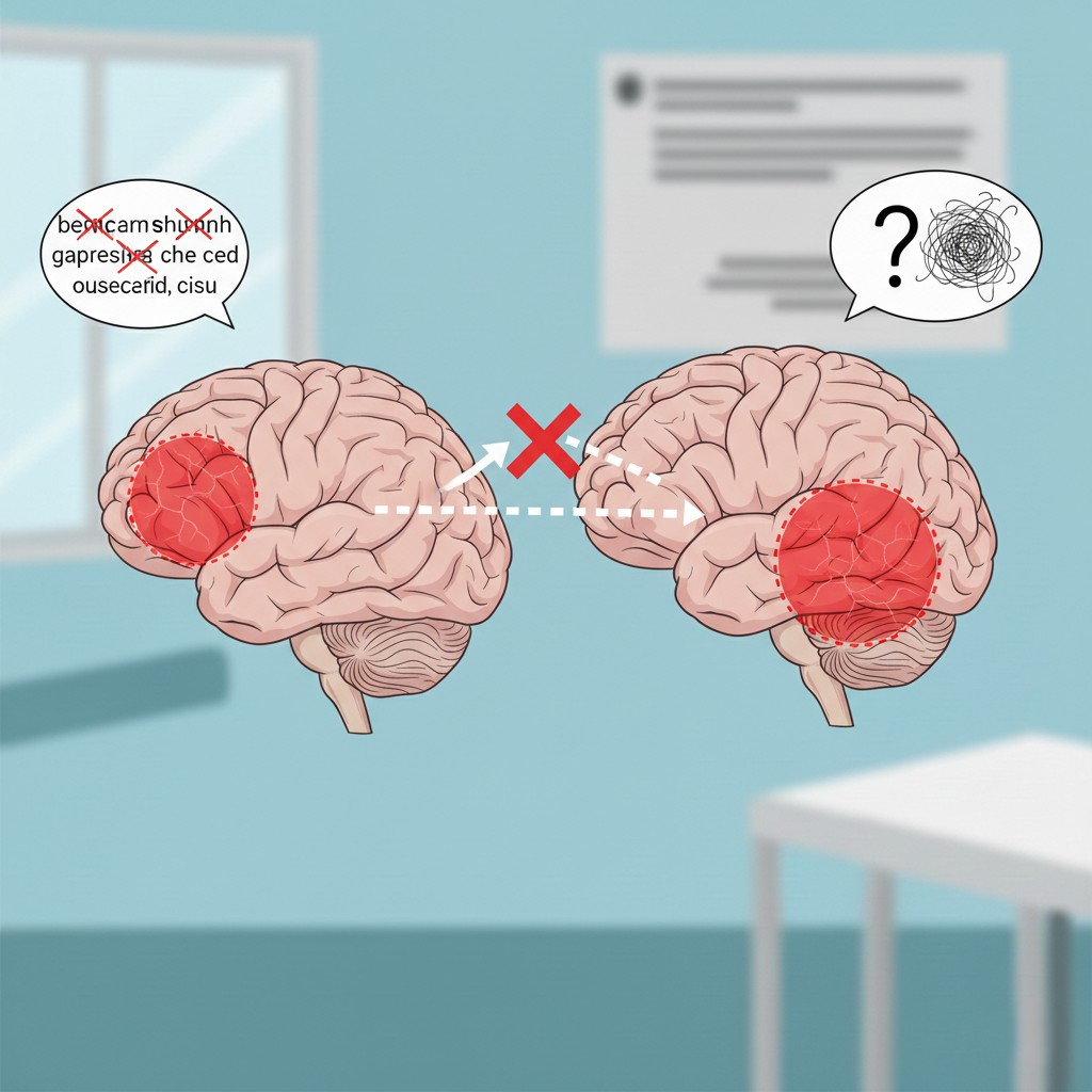 Brain map showing Broca's and Wernicke's areas