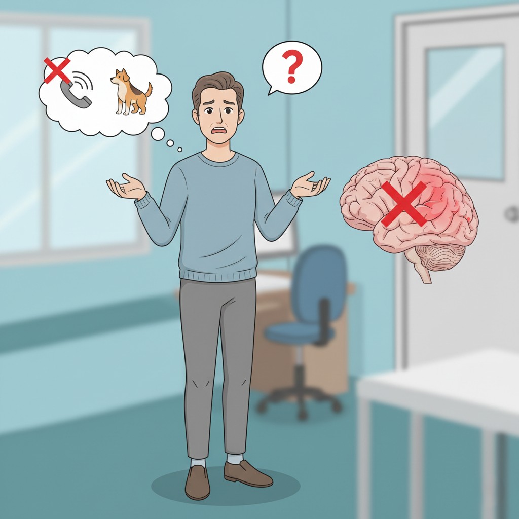Brain map showing the superior temporal gyrus involved in auditory agnosia