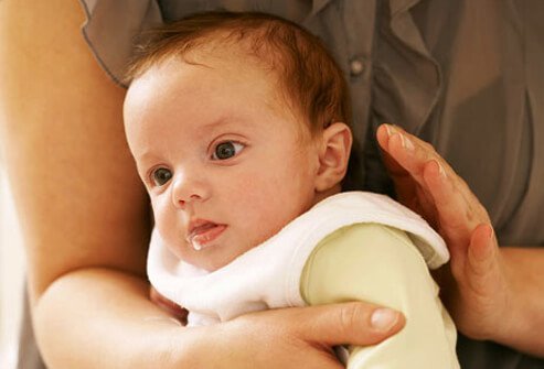 To help your baby not be too gassy, feed him slowly and gently burp him often.