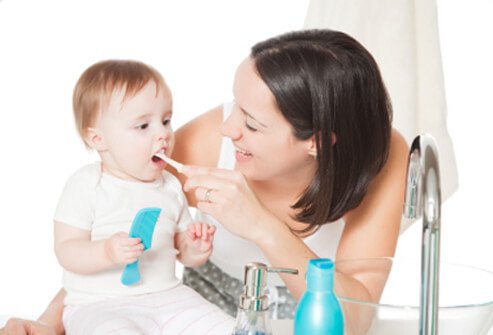 Newborns can benefit from learning good oral health habits early.