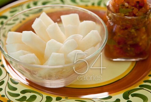 Jicama sticks and salsa.