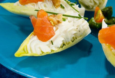 Photo of stuffed endive wedges.