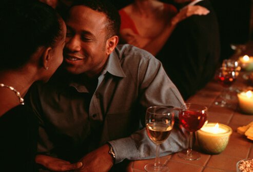 A couple making eye contact.