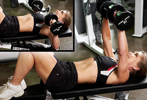 For a less demanding exercise than push-ups, you can try the chest press with weights.