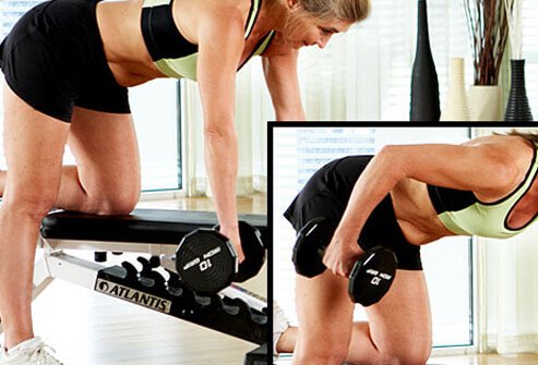 The bent-over row works all the major muscles of the upper back as well as the biceps.