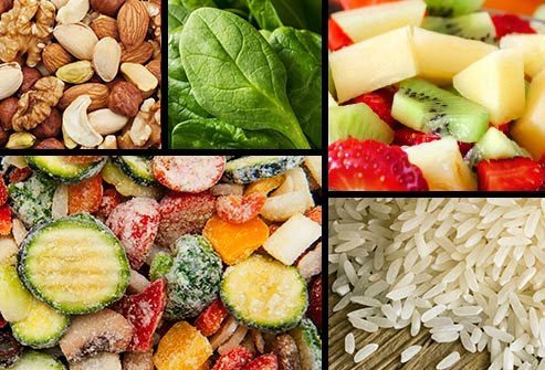 A few go-to foods are always good to have in the house for a snack or to add to a meal: Nuts and seeds, washed greens, hard-boiled eggs, chopped fruit.