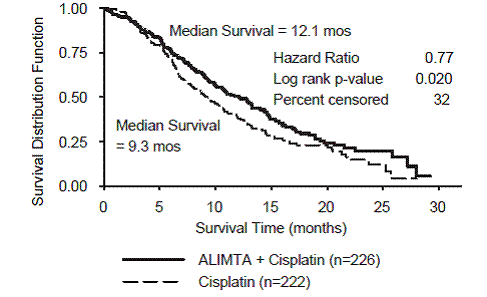  Kaplan-Meier Curves for Overall Survival in
Non-squamous NSCLC in Study JMEN  - Illustration