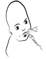 Directly onto the child's tongue. - Illustration