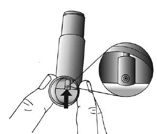 Wipe over the front of the small hole where the medicine comes out with a dry, folded tissue. - Illustration