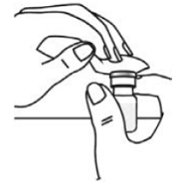 .Remove the syringe and needle from the rubber stopper and throw away the needle, syringe, and Sterile Water for Injection, USP, vial
in the sharps disposal container - Illustration