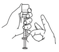 To draw air into the syringe, hold the syringe upright at eye level - Illustration