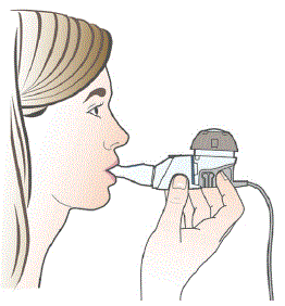 Insert the Mouthpiece and take slow, deep breaths - Illustration