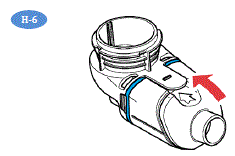 Close your Handset by pushing the Aerosol Chamber together with the Medication Reservoir until you hear a “snap” - Illustration