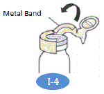 Pull the metal band from around the vial top in a circular motion until it comes off completely from the vial - Illustration
