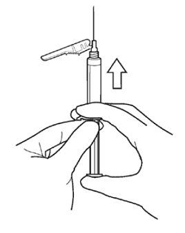 Depress the plunger rod to remove air until a
few drops are released - Illustration