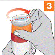 Twist the dose dial in the direction of the arrow until it lines up with the shape of the bottle - Illustration