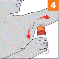 Wipe the applicator down and up in one armpit until the applicator is
empty - Illustration