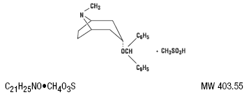 Benztropine mesylate structural formula illustration