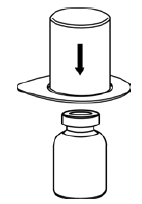 Place the diluent vial on a flat surface and hold the
vial tightly - Illustration