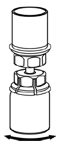 With the diluent and BERINERT vial still attached to
the Mix2Vial transfer set, gently swirl the BERINERT vial to ensure that the
BERINERT is fully dissolved  - Illustration