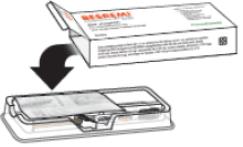 Open the carton and remove the clear plastic tray
that holds the BESREMi prefilled syringe and needle package - Illustration
