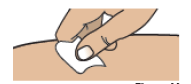 Clean the chosen injection site with an alcohol swab
and let it air dry - Illustration
