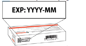 Check the expiration date (“EXP”) on the top panel
of the carton to make sure it has not passed - Illustration