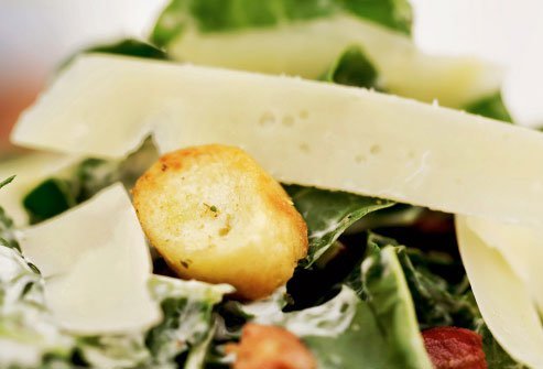 Store-bought croutons and bacon bits are high in salt.