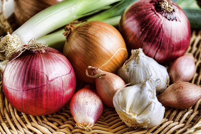 Onions, garlic, honey, pumpkin, and squash are best stored in cool, but not cold environments.