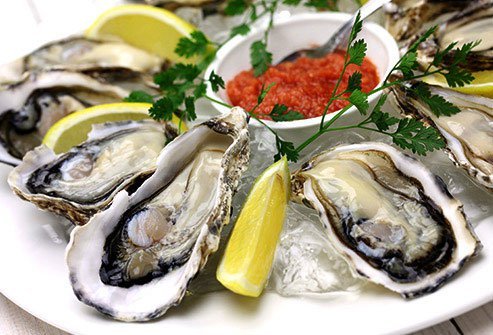 Oysters are acne preventing foods because they are high in zinc.