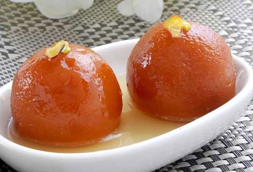 Skip gulab jamun that is made of milk, sugar, and ghee and deep fried.