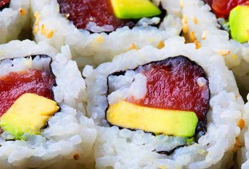 Another good source of omega-3s, tuna is a popular choice for sushi, inside a roll or served on top.