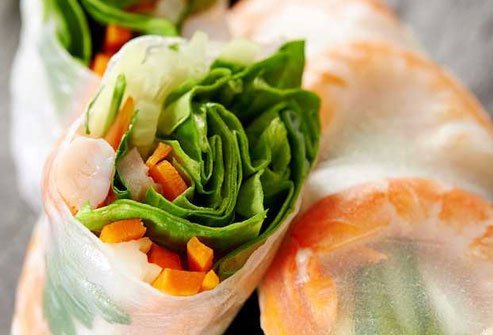 Veggie packed spring rolls are a healthy Thai appetizer.
