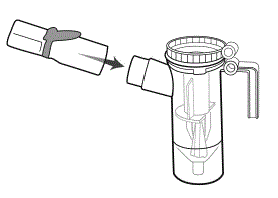 Push the mouthpiece straight onto the Nebulizer Cup Outlet - Illustration