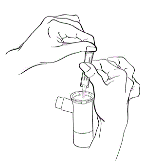 Squeeze all of the medicine from the ampule into the Nebulizer Cup - Illustration