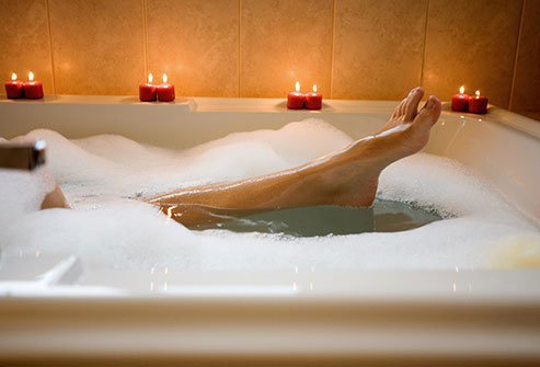 Prepare for bed by taking a warm, relaxing bath.