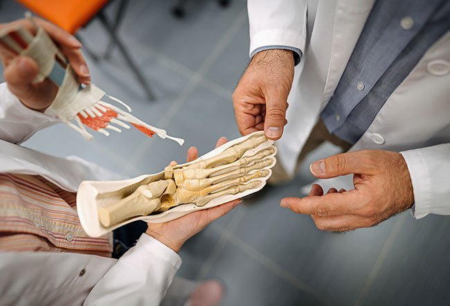 A patient with a broken metatarsal may be able to walk