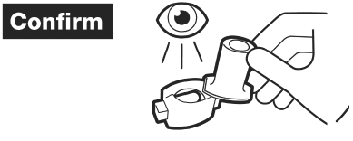 Open the inhaler by turning the cap to the right. If powder is left in capsule, repeat steps 6 and 7. After the capsule is empty, throw away. - Illustration