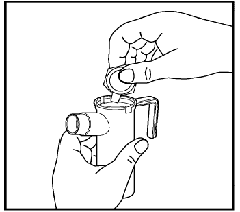 Place the open end of the PULMICORT RESPULES ampule
into the nebulizer cup - Illustration