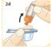Press the top of the vial firmly into the orange - Illustration