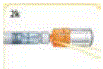 Now, pick up the vial with the orange connector attached - Illustration