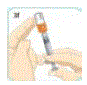 Now, hold the vial upside down so the syringe is pointing up - Illustration
