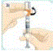 With 1 hand, hold the plunger in place so it does not move - Illustration