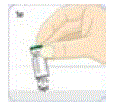 Pick up the needle, and twist off the blue cap - Illustration