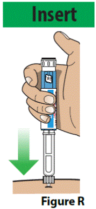 Insert the needle straight into the
injection site - Illustration