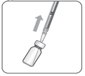 Ensure that the plunger rod is drawn sufficiently back when emptying the vial in order to completely empty the filter needle - Illustration