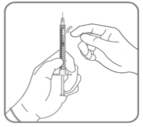 Hold the syringe with the needle pointing up. If there are any air bubbles, gently tap the syringe with your finger until the bubbles rise to the top - Illustration