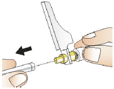 Check to see if there are any air bubbles. If there are any air bubbles, remove them by tapping the side of the syringe with your finger until they rise towards the tip - Illustration